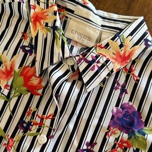 Chico's Vibrant Floral Button-Up Shirt